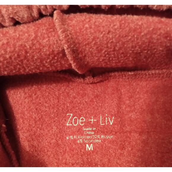 Zoe + Liv Women's Hoodie Geometric Symbols Burgundy Pullover Sweatshirt SZ M - Picture 4 of 6